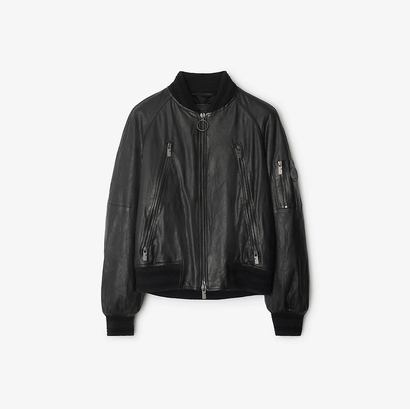 Leather Bomber Jacket in Black - Men | Burberry® Official