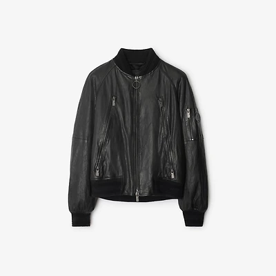 Leather Bomber Jacket in Black - Men | Burberry® Official