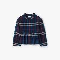 Check Cotton Poplin Top in Storm | Burberry® Official