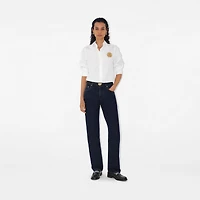 Regular Fit B Crest Cotton Shirt in Optic white - Women | Burberry® Official