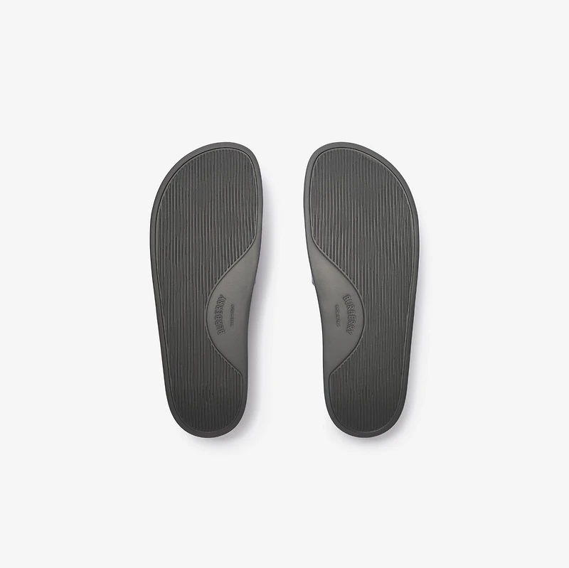 Check Slides in Lead grey - Men | Burberry® Official