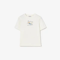 Feather Print Cotton T-shirt in Chalk white | Burberry® Official