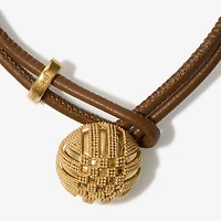 Leather Check Granulation Bracelet​ in Gold/teak brown - Women | Burberry® Official