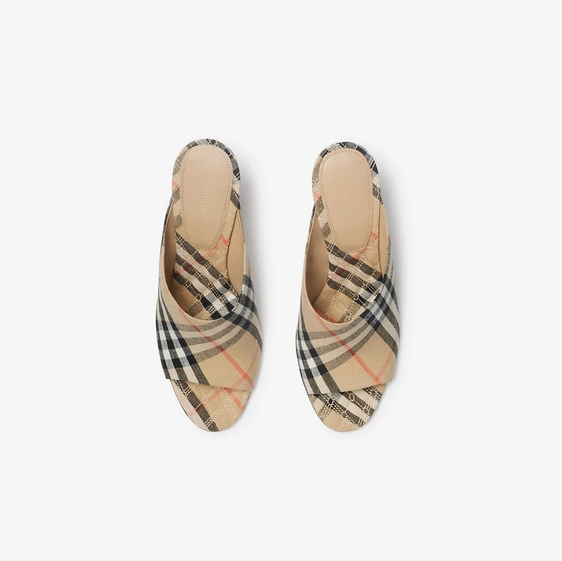 Check Mews Mules in Sand - Women | Burberry® Official