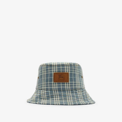 Check Denim Bucket Hat in Dark indigo blue - Men | Burberry® Official