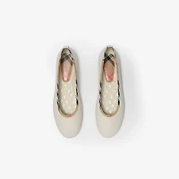 Check Trim Leather Robin Ballerinas in Sandy beige - Women | Burberry® Official