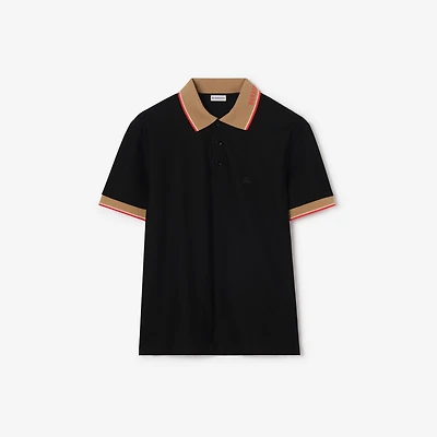 Logo Collar Cotton Polo Shirt in Black - Men | Burberry® Official