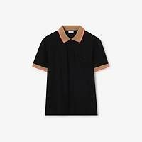 Logo Collar Cotton Polo Shirt in Black - Men | Burberry® Official