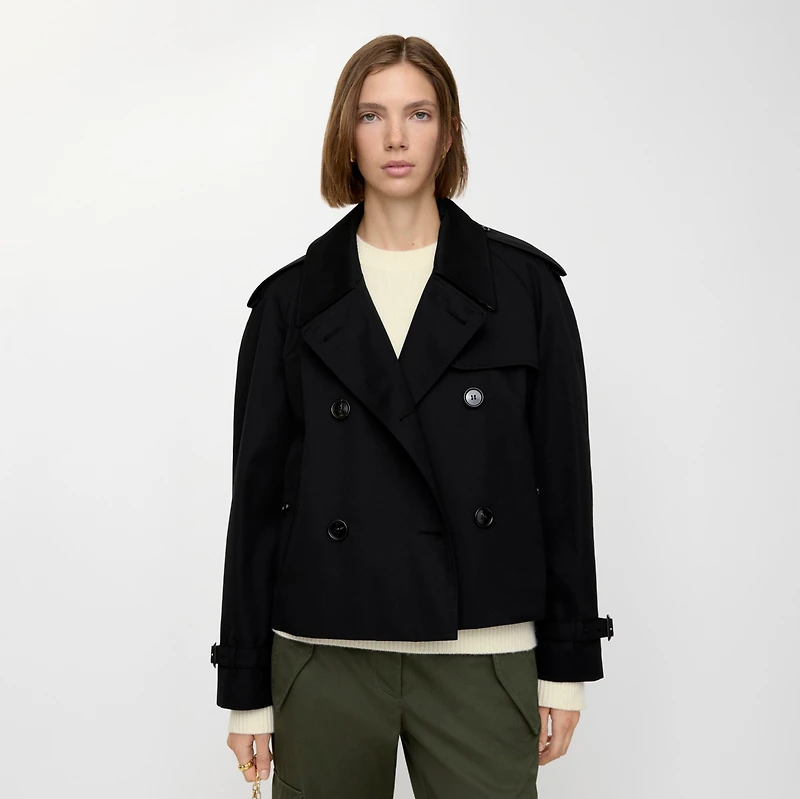 Cropped Gabardine Mayfair Trench Jacket in Black - Women | Burberry® Official
