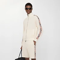 Check Trim Cotton Track Jacket in Easel beige - Men, Nylon | Burberry® Official