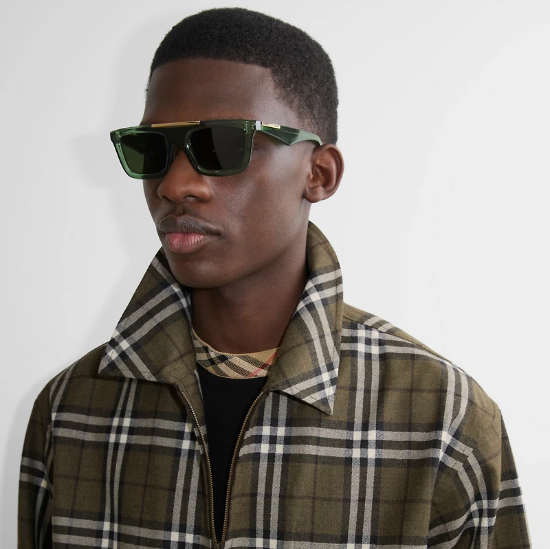 Classic Rectangular Sunglasses​ in Khaki - Men | Burberry® Official