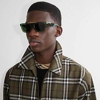 Classic Rectangular Sunglasses​ in Khaki - Men | Burberry® Official