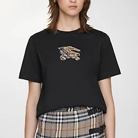EKD Check Cotton T-shirt in Black - Women | Burberry® Official