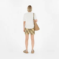 Check Linen Shorts in Wheat - Women | Burberry® Official