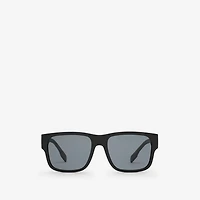 Logo Detail Square Frame Sunglasses in Black - Men | Burberry® Official