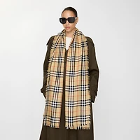 Check Cashmere Silk Scarf in Sand beige | Burberry® Official