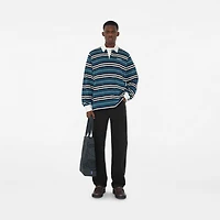 Long-sleeve Striped Cotton Polo Shirt in Anchor - Men | Burberry® Official