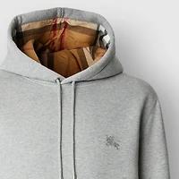 Embroidered EKD Cotton Blend Hoodie in Pale grey melange - Men | Burberry® Official