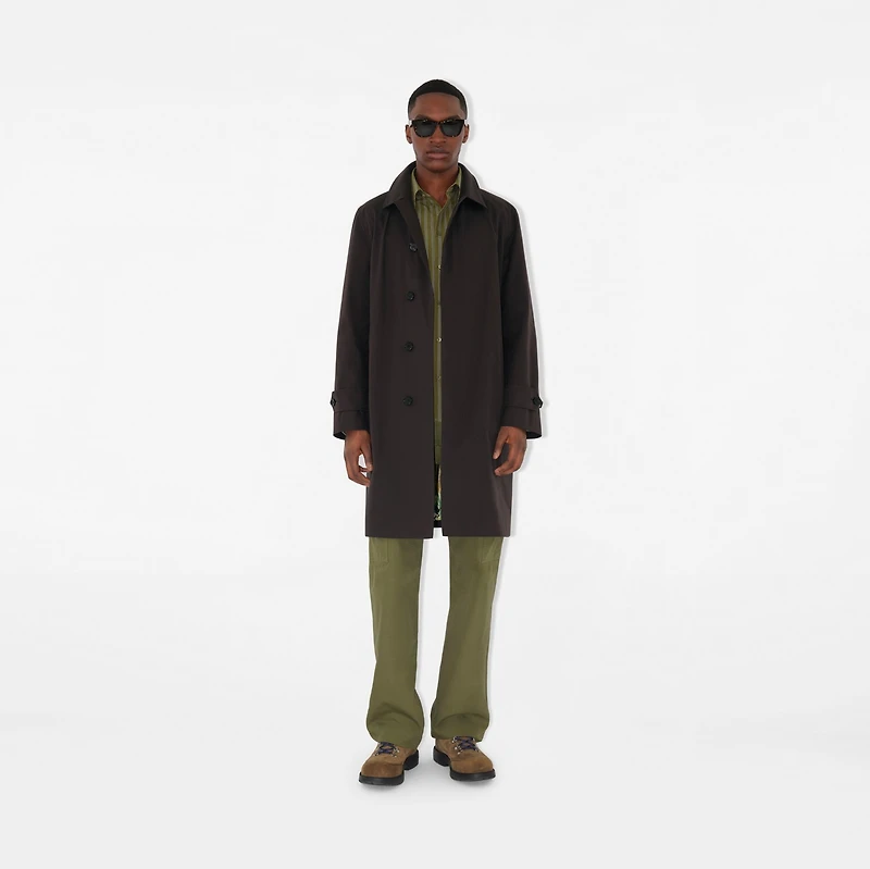 Long Highgrove Gabardine Car Coat in Cog brown - Men | Burberry® Official