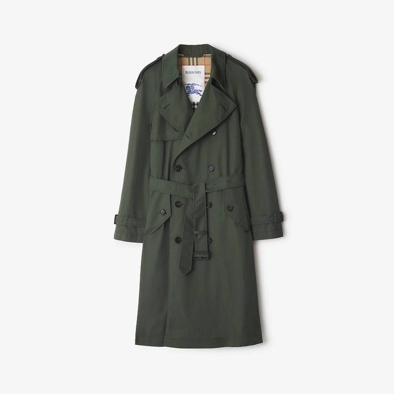Mid-length Gabardine Trench Coat in Yew green - Men | Burberry® Official