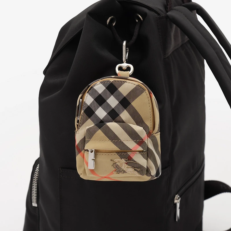 Check Backpack Charm in Sand beige - Men | Burberry® Official
