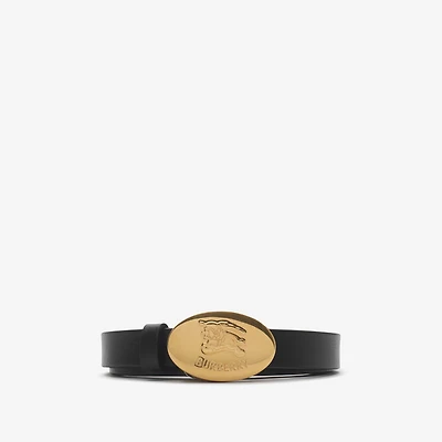 Thin Reversible Leather Oval Knight Stamp Belt​ in Black/hazel - Women | Burberry® Official