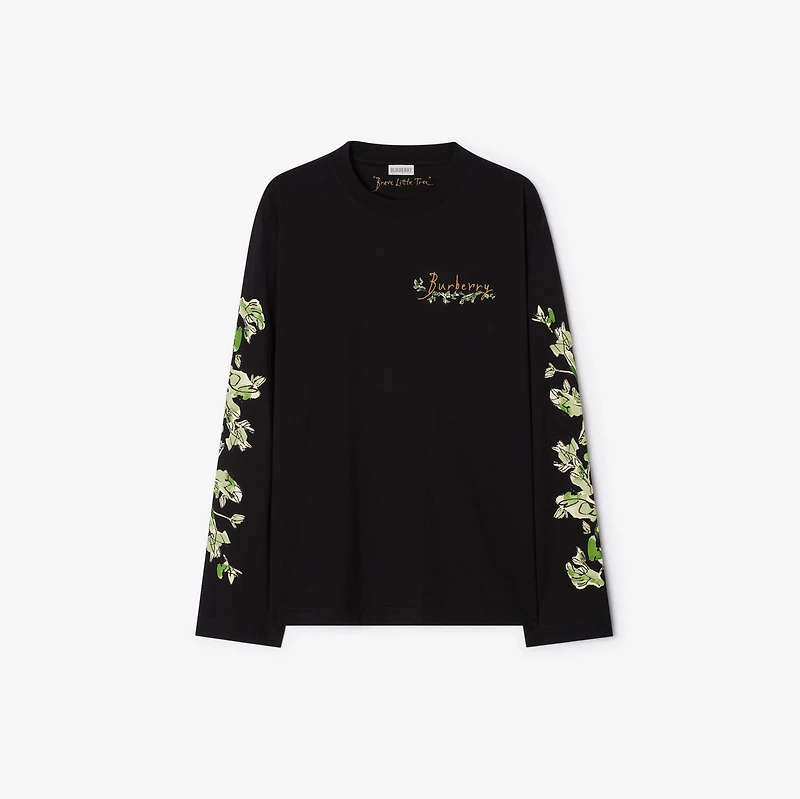 Long-sleeve Brave Little Tree Cotton T-shirt in Black - Men | Burberry® Official