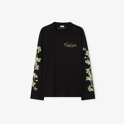 Long-sleeve Brave Little Tree Cotton T-shirt in Black - Men | Burberry® Official