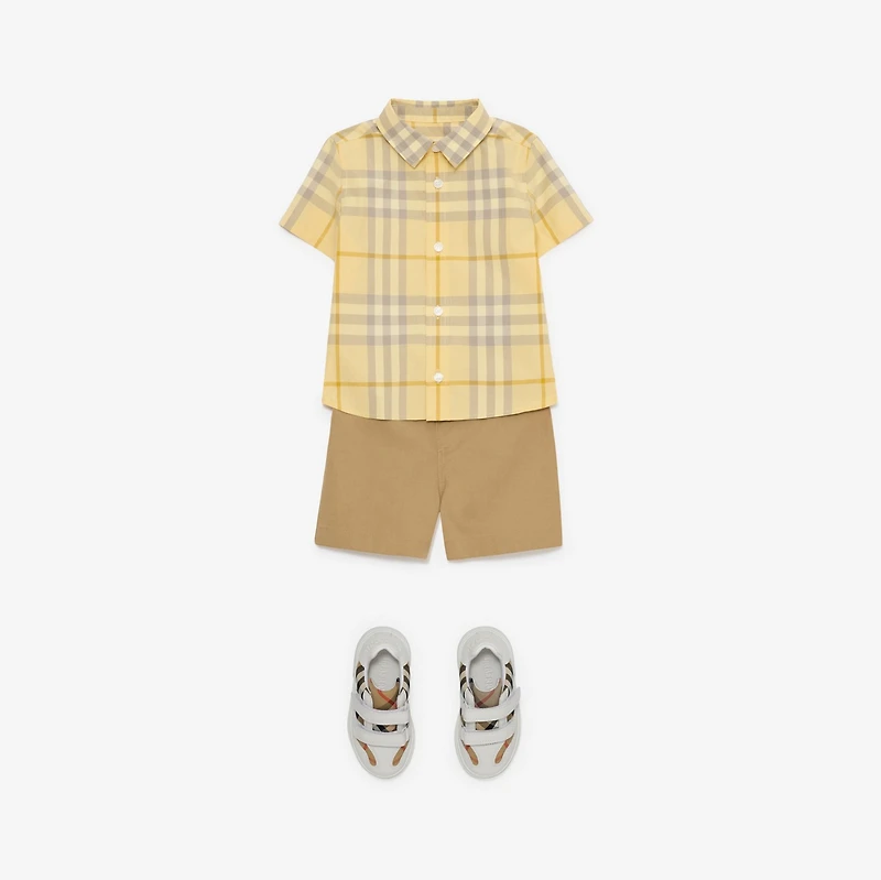 Check Cotton Shirt in Drum | Burberry® Official