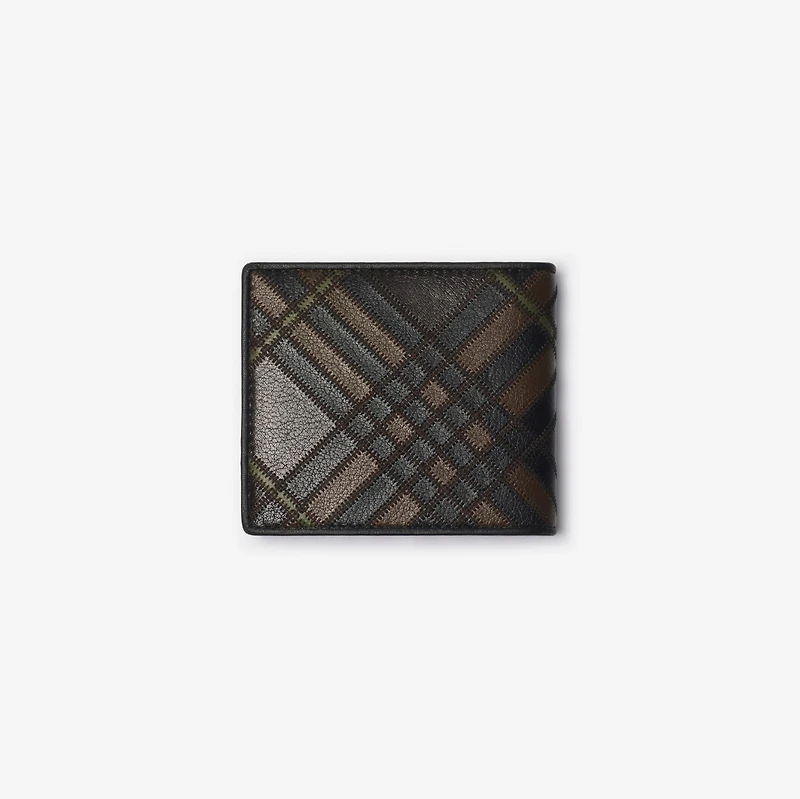 Check Intarsia Bifold Wallet in Peat brown - Men | Burberry® Official