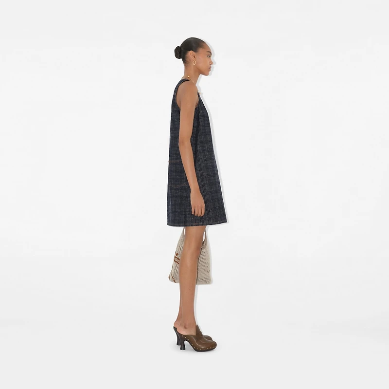 Check Denim Dress in Indigo - Women, Cotton | Burberry® Official