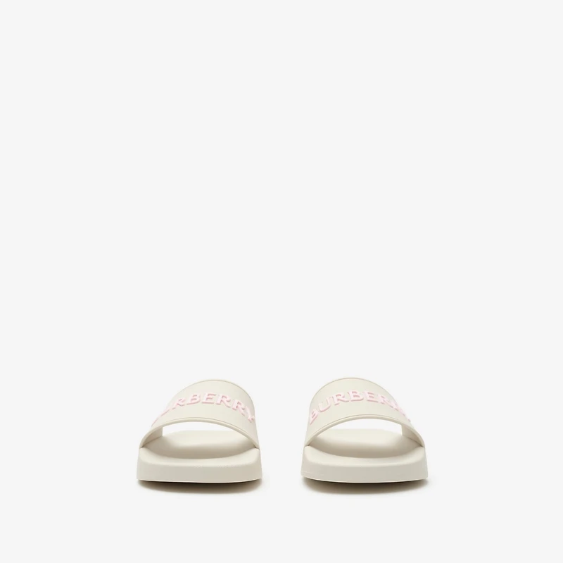 Logo Slides in Sandy beige/candyfloss pink - Women | Burberry® Official
