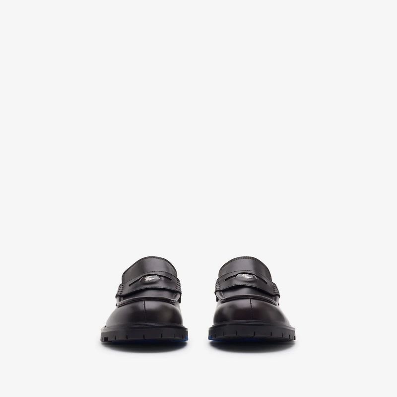 Leather Rogue Loafers in Log - Men | Burberry® Official