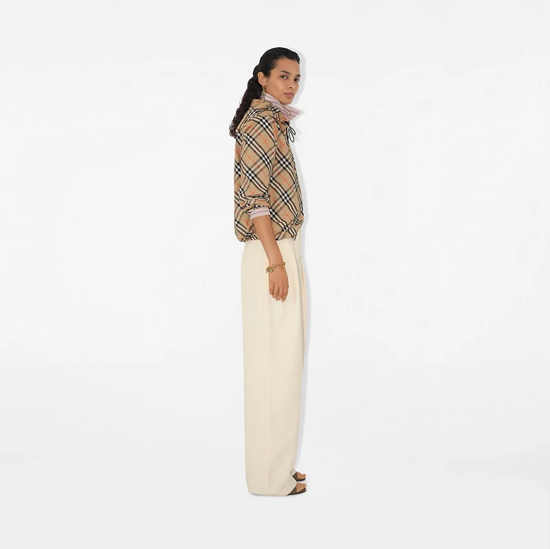 Check Hooded Jacket in Sand - Women, Nylon | Burberry® Official