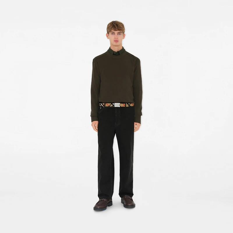 Reversible Check B Cut Belt in Sand/slate - Men | Burberry® Official