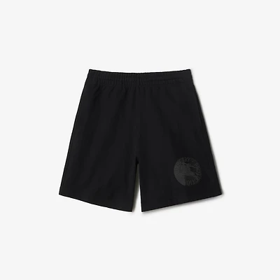 EKD Badge Cotton Shorts in Black - Men | Burberry® Official