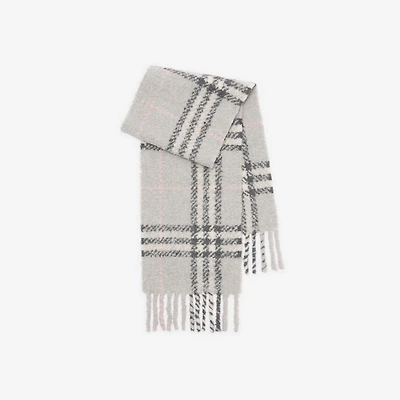 Check Alpaca Wool Blend Bouclé Scarf in Mitten grey | Burberry® Official