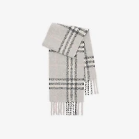 Check Alpaca Wool Blend Bouclé Scarf in Mitten grey | Burberry® Official