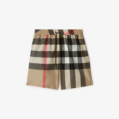 Check Swim Shorts in Archive beige - Men, Nylon | Burberry® Official