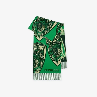 Charging Knight Wool Cashmere Scarf in Maze green | Burberry® Official