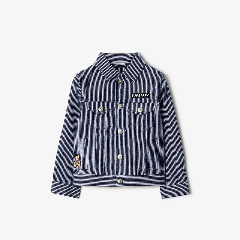 Striped Denim Jacket in Dark navy | Burberry® Official
