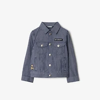 Striped Denim Jacket in Dark navy | Burberry® Official