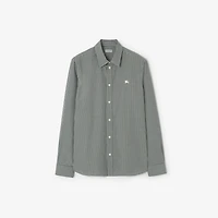 Relaxed Fit Check Cotton Shirt in Deep green/white - Men | Burberry® Official