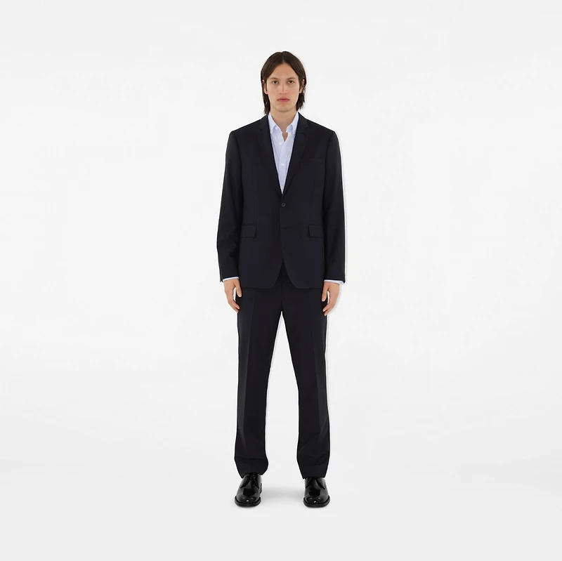 Wool Mohair Tailored Trousers in Navy - Men | Burberry® Official