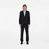 Wool Mohair Tailored Trousers in Navy - Men | Burberry® Official