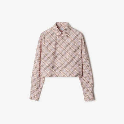 Cropped Check Cotton Shirt in Floss pink - Women | Burberry® Official