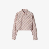 Cropped Check Cotton Shirt in Floss pink - Women | Burberry® Official