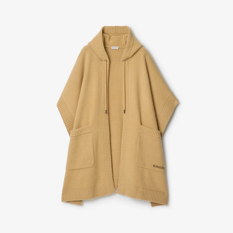 Wool Cashmere Hooded Cape in Sand beige | Burberry® Official