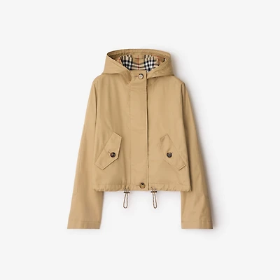 Short Gabardine Parka in Flax - Women, Cotton | Burberry® Official