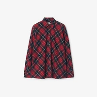 Relaxed Fit Check Cotton Flannel Shirt in Poppy red - Women | Burberry® Official